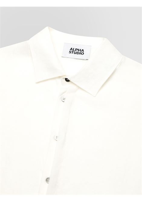 Alpha Studio camicia in lino color latte a maniche corte ALPHA STUDIO | CAMICIE | AU-5375L1003
